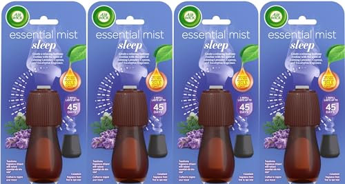 Air Wick Essential Mist Refill, Sleep, Pack 4 x 20ml, Natural Essential Oils, Last up to 180 days, Air freshener