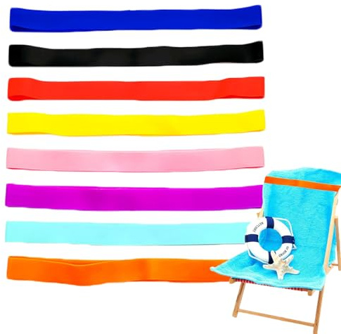 8 Stück Strandtuchhalter Clips, Dehnbar Handtuchbänder für Strandkörbe Bunte Handtuchbänder Strand für Strandkörbe Pool-Schwimmurlaub Strandzubehör