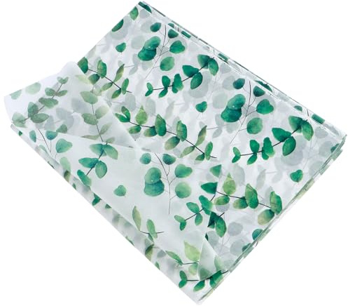 BAODBF 100 ark eukalyptus servettpapper, 35 × 50 cm grönt silkespapper, silkespapper för omslagspresenter, bladgröna papperspapper för födelsedagsfest bröllop hantverk presentpåsar
