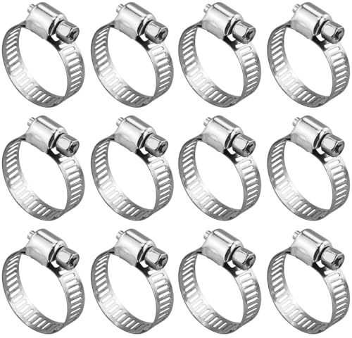 9PCS Hose Clips Stainless Steel 16-25mm Jubilee Clips Assorted Hose Clamps Adjustable Hose Pipe Clips Worm Drive Small for Flexible Exhaust Hose Pipe Washing Machine Garden Connections