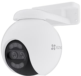 EZVIZ 4K Dual-Lens Kamera Überwachung aussen, PTZ WLAN Kamera mit 30m Farbnachtsicht, KI Personen-/Fahrzeugerkennung, Auto-Tracking und aktive Verteidigung, H80x