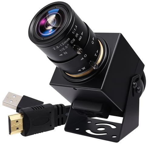 Fotocamera 4K 60fps USB3.0 HDMI Dual Output Videocamera con Zoom per Computer Laptop TV, Messa a fuoco manuale Webcam Primo piano con obiettivo da 2,8 – 12 mm, H.264 4K 60fps High Speed PC Camera