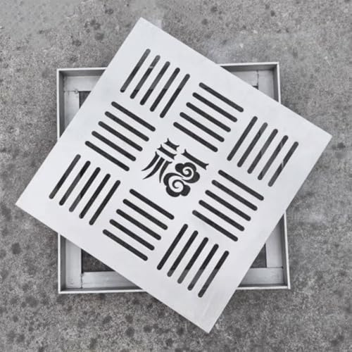 Canaleta Desague con Rejilla Tapa de Drenaje Exterior Cuadrada para Bloquear Los Desechos, Rejilla de Drenaje de Alcantarilla Resistente con Base, Tapa de Alcantarilla de Drenaje Rápido Personalizable