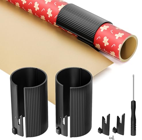 Wrapping Paper Cutter (Includes 2 Rollers & 4 Blades) Replaceable Christmas Gift Wrap Cutter, Little Sliding Roll Cutter Tool for Christmas Gift Wrap, Halloween, Birthday, Holiday, and Crafting