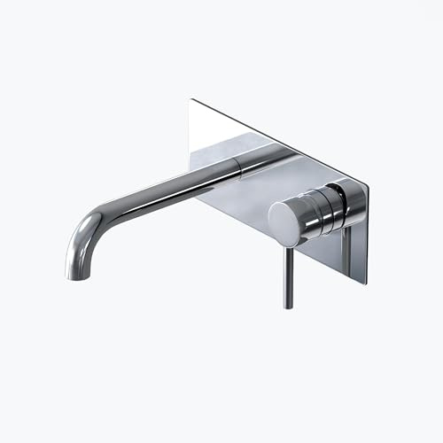 doporro Design Wandarmatur aus Messing Waschbeckenarmatur für Wandmontage Einhebel-Waschtischmischer in silber Unterputz-Waschtischarmatur für Badezimmer WA112