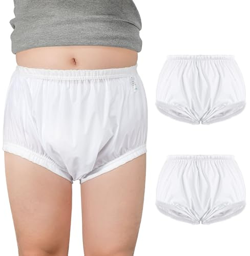 Carer Adult Diaper Covers 2PCS Noiseless Incontinence Protective Briefs for Incontinence Leak Protection Plastic Pants Cover Unisex