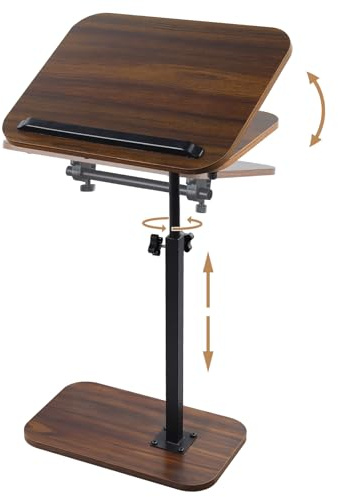 comfoyar Beistelltisch C-Form, Beistelltisch Couch Höhenverstellbar(45-80cm) 360°Drehbarer 180°Kippen für Sofa Bett Badewanne, Holz Kaffeetisch Laptop Ständer mit Lattenrost für Wohnzimmer Klein Räume