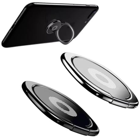 2 Pezzi Anello per Cellulare Dito 3mm Ultra Sottile, Anello Cellulare con Anello in Metallo, Anello Supporto Ring Cellulare, Ring Stand Holder per tutti i Smartphone (B)