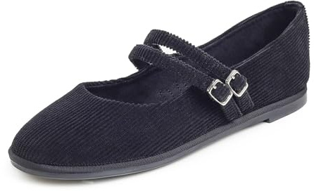 Feversole Women's Soft Breathable Mary Jane Memory Foam Cushioned Comfort Round Toe Metal Buckle Flats Walking Shoes