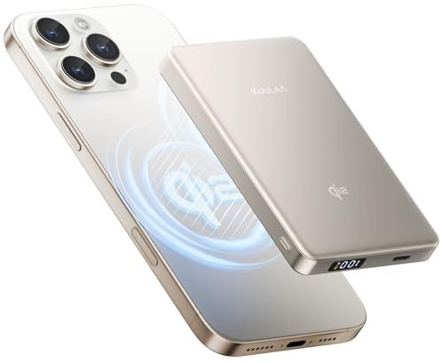 Kuulaa 10000mAh Magsafe Power Bank Qi2 15w Magnetic Portable Charger PD 20W USB C Battery Bank External for iPhone Air/16/15/14/13/12 Series, Titan