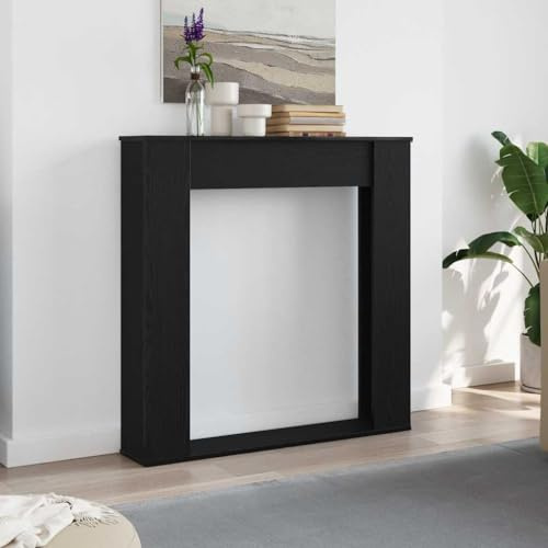 AJJHUUKI Kaminofen & Holzofen Zubehör Kaminumrandung Schwarz Eiche 100x20x100cm Holzwerkstoff