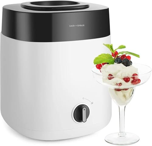 Eismaschine 2 L, 18 W, passiv-kühlender, abnehmbarer Behälter, Deckelöffnung, praktisches Design, einfache Bedienung, Eiscreme, Sorbet, Frozen Joghurt, Sommerspaß, Eisdiele