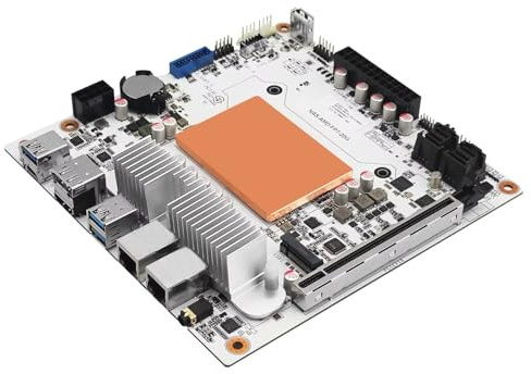 ROUAFWIT Mini PC 8 Bay NAS Mainboard Ryzen 7 8845HS, 17x17 Mini-iTX NAS Board, 2 x DDR5, 2 x 10GbE RJ45, 2 x M.2 NVMe, USBC, 2 x SFF-8643 Port(Without SFF-8643 Cable), 32GB RAM 1TB SSD