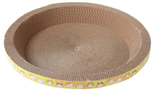 Kratzbrett Katzen, Runden Kratzpappe Kratzbrett für Katzen, Katzenkratzbrett Hochwertigem Karton, Widerstandsfähig Kratzmöbel, Schützt Ihre Möbel Kratzen & Ausruhen Holzfarbe (40cm)