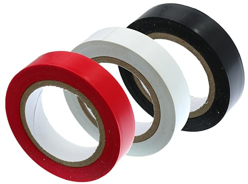 Tenletic Racket Finishing Tape 14 mm Width – 3 x 10 Metres – Black, Red, White – To Secure Racquet Grips for Tennis, Squash, Badminton, and Padel Bats