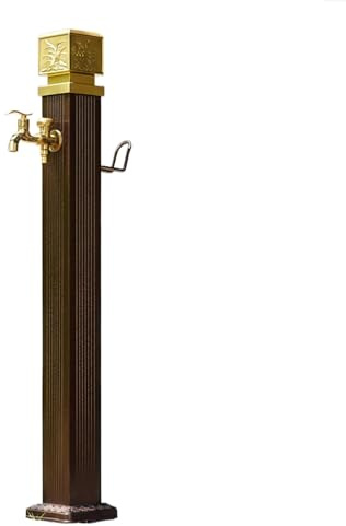 Colonna d'acqua da giardino indipendente, doppio scarico con rubinetto, fontana verticale da terra, rubinetto esterno antigelo(17x17x114cm)
