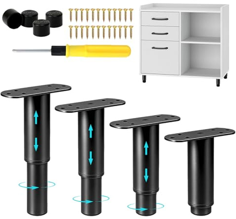 AWBEOT 4 Piezas 8-12 cm Piedini per Mobili Regolabili in Altezza Gambe per Mobili Regolabili Piedi per Mobilie in Metallo con Viti Piedi Letto per Letto Divano Divani