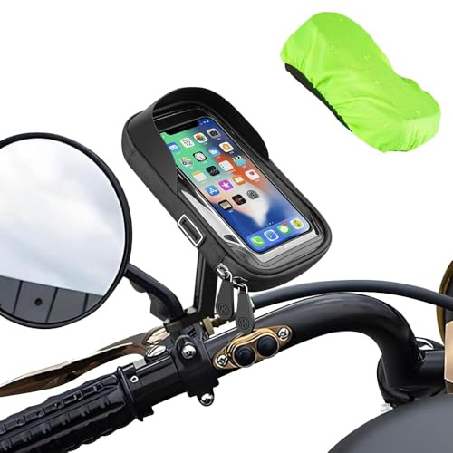 SDFWGG Handyhalterung Fahrrad Wasserdicht Lenkertasche 360°Drehbarem Motorrad Handyhalter für 4.5-6.4 Zoll Smartphone mit Regenhaube Handy Fahrradtasche Lenker Tasche（#2）