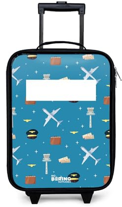 NoBoringSuitcases© Kinderkoffer Klein Personalisiert mit Name Rollkoffer | 48x31x19 cm - Kleiner Kinder Koffer mit LED Rollen Kindertrolley Hartschalenkoffer für Kind Raumwesen - Rot - Raum
