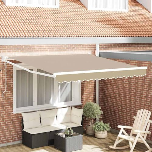 Brise-vue extensible - Store rétractable - Beige - 350 x 250 cm - Tissu pour tonnelle, balcon et jardin