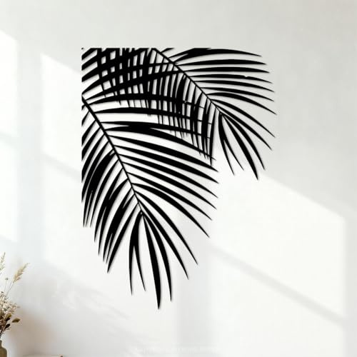 Stickers muraux Plante à feuilles tropicales de palmier 51x68.5cm Peinture murale artistique Noir