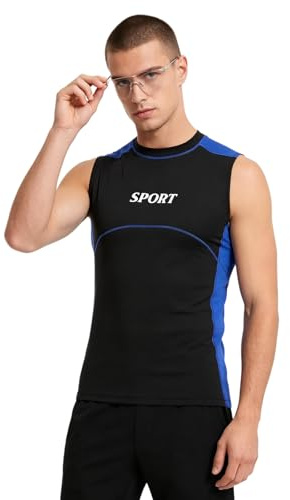 Monduelle Uomo Maglietta Rash Guard Maglietta Da Nuoto Sport Acquatici Mm Wetsuit Trucco Tuta In Neoprene Tute Immersioni Senza Maniche Paddle Blu 3XL