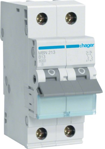 Hager mBN213 B-Type 2P 2 Module (S) Circuit Breaker – Circuit Breakers