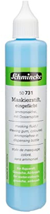 Schmincke - Maskierstift blau eingefärbt, 100 ml, 50 731 008, Dosierstift, blaue Maskierflüssigkeit zum Abdecken von Bildstellen auf Aquarellpapier, glattem Zeichenkarton, ammoniakfrei