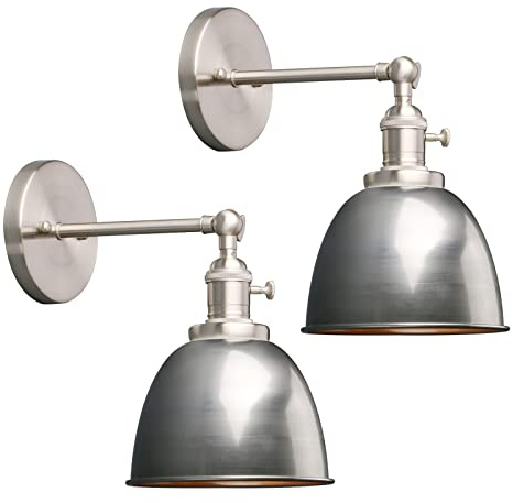 Phansthy 2 Stücke Wandleuchte mit Metall-Schirm Wandlampe Industrial Design, Innen Vintage Loft-Wandlampe E27 max. 40W für Wohnzimmer Schlafzimmer Büro Küche Flur Küche(Klarlack)