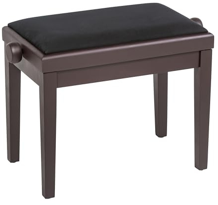 Fame PB-10C RW Klavierbank, Palisander Matt Braun, Höhenverstellbar 48-56cm, Velour Schwarz Bezug, Gepolstert, Notenfach, Gummifüße, 43cm Breite, 31cm Tiefe, 9kg