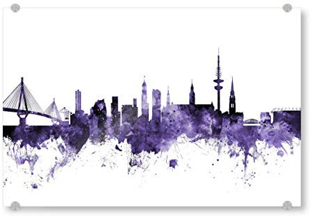 artboxONE Acrylglasbild 30x20 cm Städte Hamburg Germany Skyline Violet - Bild Hamburg City Skyline Cityscape