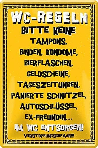 WC-Regeln Klo Toilette Tür Schild 20x30 cm Witziger Spruch Deko Blechschild 384