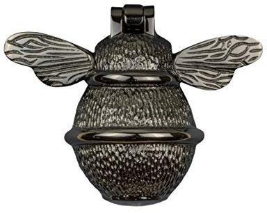 Brass Bee Türklopfer, Messing, mit schwarzem Nickel-Finish, Hummel-Türklopfer, massives Messing, Türklopfer