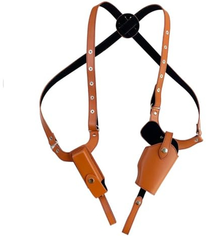Schulterholster Vertikal, Einstellbar PU Leder Pistolenholster, Hidden Underarm Shoulder Holster mit Magazintaschen für 1911 92 96 G45,43