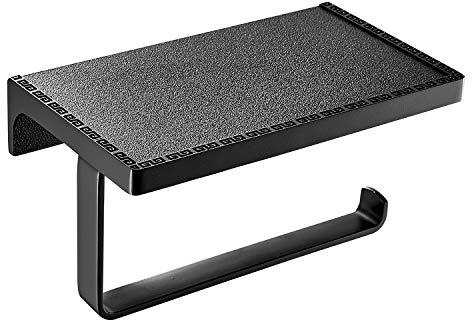NSODOO Toilettenpapierrollenhalter mit Ablage Papiertaschentuchspender Aufbewahrung Handyregale Wandmontierte Badaccessoires Schwarz