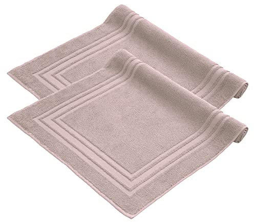 Komfortec - Set di 2 Tappetini da Bagno, Tappetini in Spugna per Doccia, Lavabili, Assorbenti e a Rapida Asciugatura – 600 g/m², 100% Cotone, 50x70 cm, Rosa