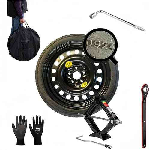 Ersatzrad-Set aus Stahl 125/70R18 kompatibel mit BMW 1er F20, 3er F30 F31, 4er F32 mit Wagenheber, Schlüssel und Tasche