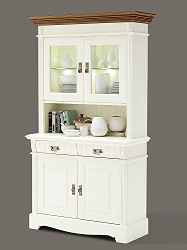 casamia Büffet Anrichte Sideboard Padua mit Aufsatz 119x204x47/39 cm Pinie Nordica massiv