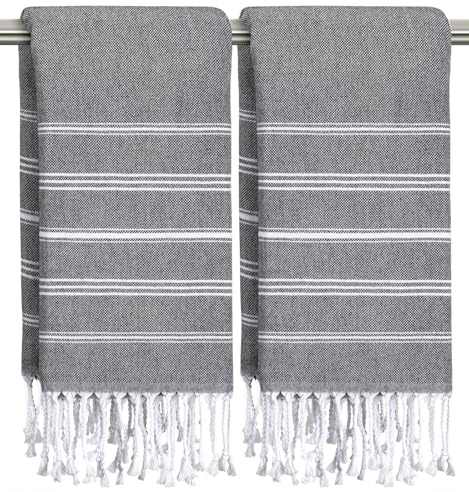 cabanana Hand Towels for Bathroom - 2-Pack|20x30 Inch-100% Cotton,Turkish Bathroom Hand Towels,Super Absorbent & Quick-Dry Soft for Bath, Kitchen, Spa, Face, Hair, Dishcloth (Black)