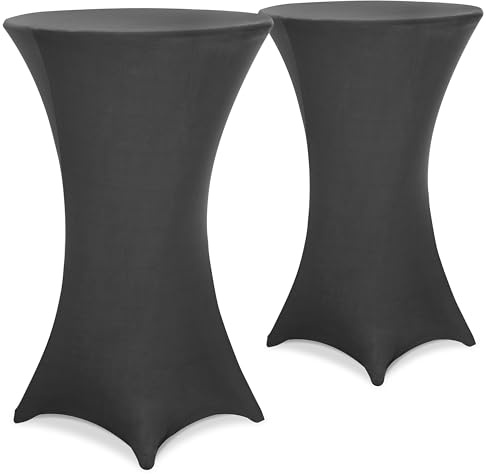 DETEX 5X Stehtischhussen 60-65cm Anthrazit | Stretch, Überzug, verstärkter Fußbereich, Waschbar, Party, Hochzeit, 165g/m², Faltenfrei, Bistrotisch, ÖkoTex Zertifiziert