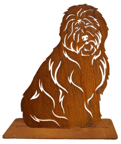 Terma Stahldesign Rost Hund Bobtail 75 cm lebensgroß Metall Gartenfigur Handmade Germany wetterfest Gartendeko Tierfigur Grabdeko Geschenk