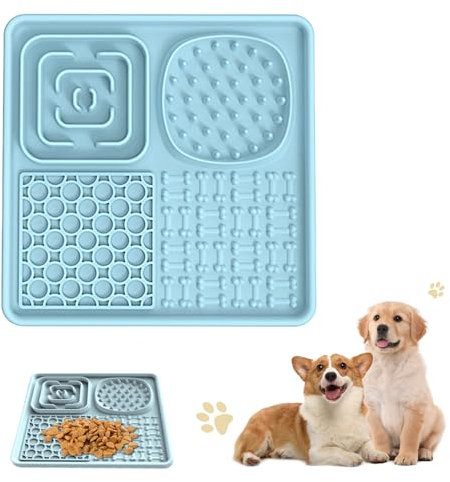 Viilich Leckmatte Hund mit Saugnapf,Leckmatte Slow Feeder,Schleckmatte Hund,Lick Mat für Katze Welpen,Interaktives Langsamer Feeder,für Hundeleckerli und Katzenfutter,frei von BPA(Blau)