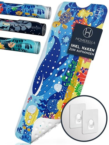 homerella® Kinder Badewannenmatte rutschfest 100x40cm, INKL. Haken, rutschfeste Badematte BPA frei, Duschmatte rutschfest, Antirutschmatte Badewanne Baby, Rutschmatte Badewanne, schimmelresistent