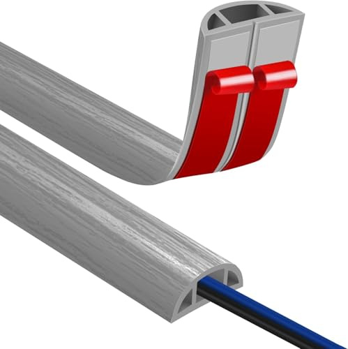 Passe Cable Sol 3M Goulotte Passe Cable Sol, Petit Canal de Cordons d'alimentation Flexible pour Le Bureau Protection des Fils Electriques et Prévention des Risques de Trébuchement