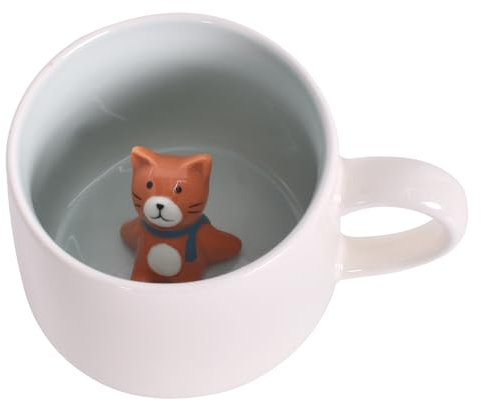 3D Tasse mit Kätzchen, Lustige Cartoon Tier Tasse, Tasse aus Keramik Handgemachte Figur Milch Tasse, Lustige Geschenke für frauen Freunde Kinder Mädchen Frau Geburtstagsgeschenk