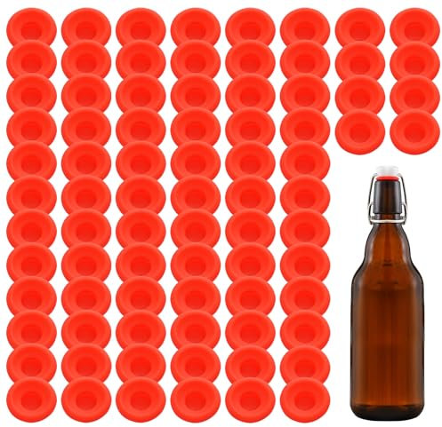 80 PCs Silicone Gaskets Washers High Pressure Leak-proof Seals for Cap Swing Flip Top Bottle-Red for Home Brew Beer Soda Bottle Sealing
