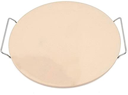 AYKANING Pizza Pan,Pizza Tray Pizza Stone, High Temperature Pizza Tray with Wire Rack, Pizza Knife with Handle, 33cm Diameter Pizza Slab