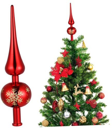 RORPOIR Einzigartige Weihnachtsbaumspitzen Rot Kunststoff Elegante Weihnachtsdekoration Für Zuhause Party