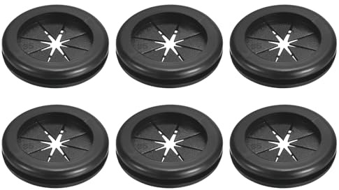 sourcing map 6Pcs Rubber Grommets 1-1/14(32mm) ID 1-3/8(35mm) Drill Hole Double Sided Firewall Hole Plugs Round Electrical Wiring Gasket, Black