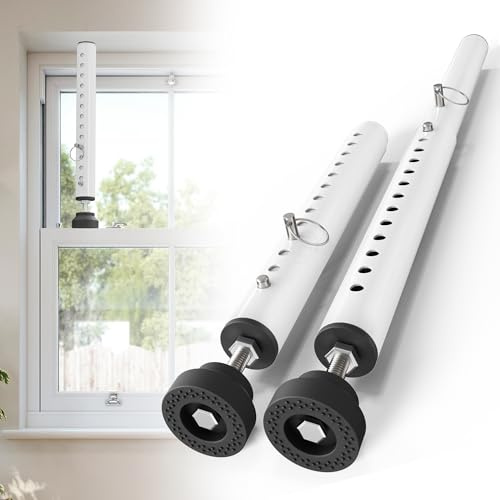 Gadgetzan 1 Pack Window Security Bars Adjustable 11-18,Portable Short Sliding Window Lock Bar for Child Safety/Anti-Theft,Window safety lock with Rubber Base for Vertical and Horizontal Window-White